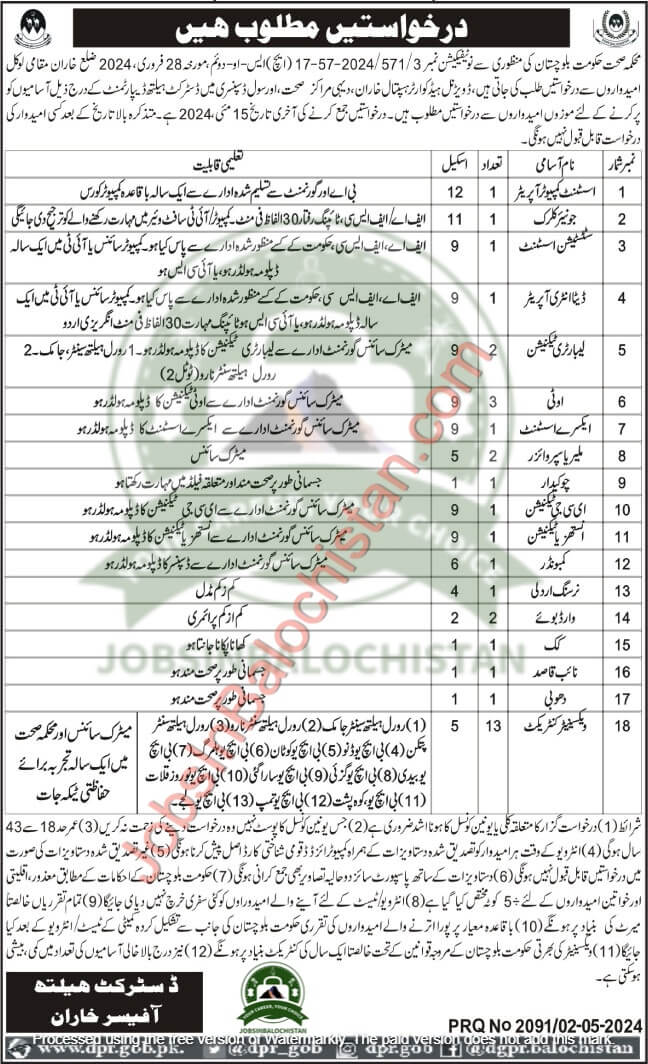 Health Department District Karan jobs In Balochistan