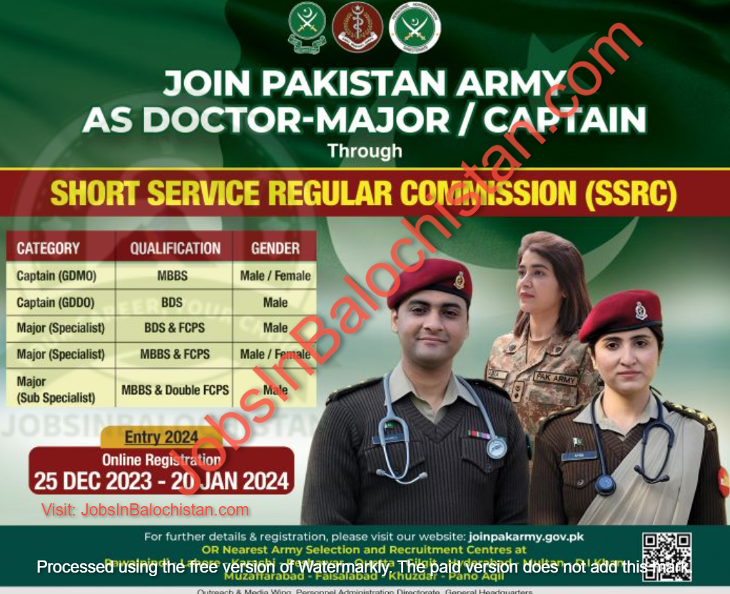 Pakistan Army Commission Doctor Major Captain