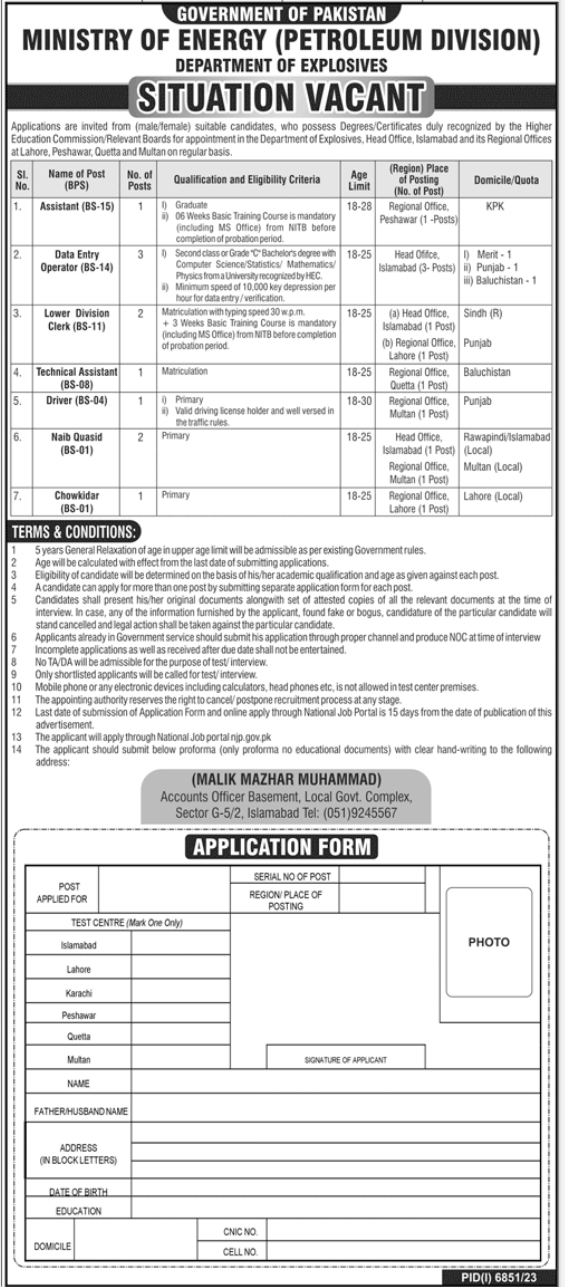 Ministry of Energy jobs in balochistan