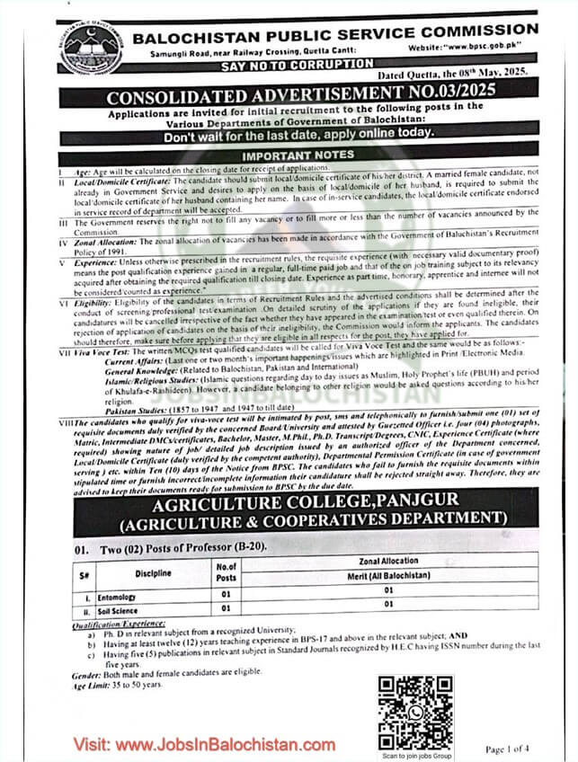 BPSC Advertisement No. 03 2025 Jobs In Balochistan 2025 pic