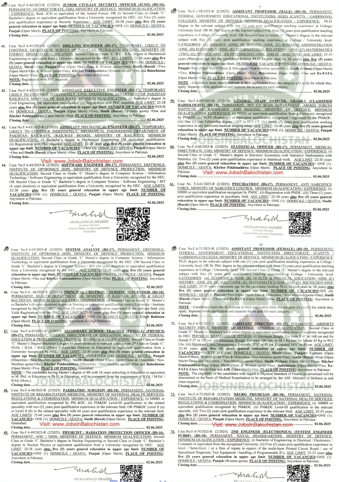 FPSC advertisement No. 02 2025 Jobs in Balochistan 2